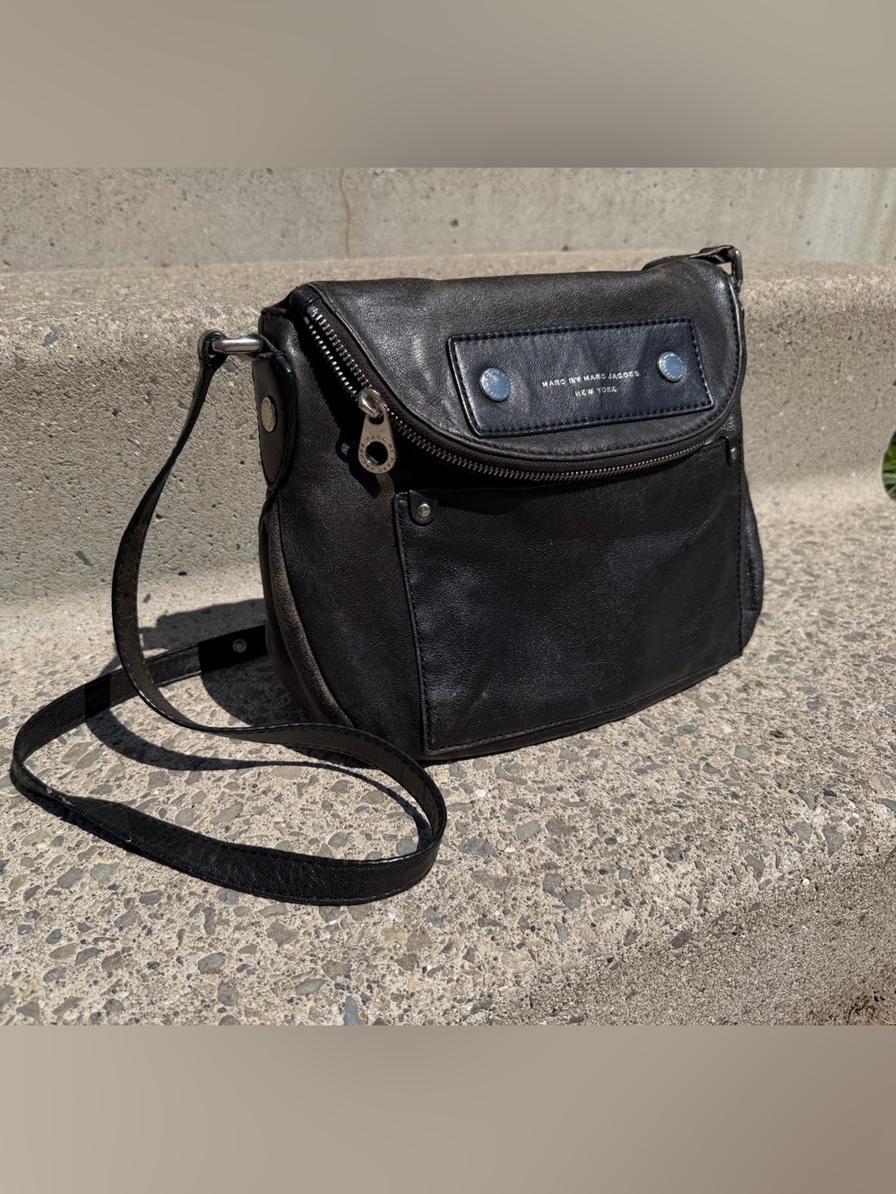Marc By Marc Jacobs Black Leather Messenger Crossbody